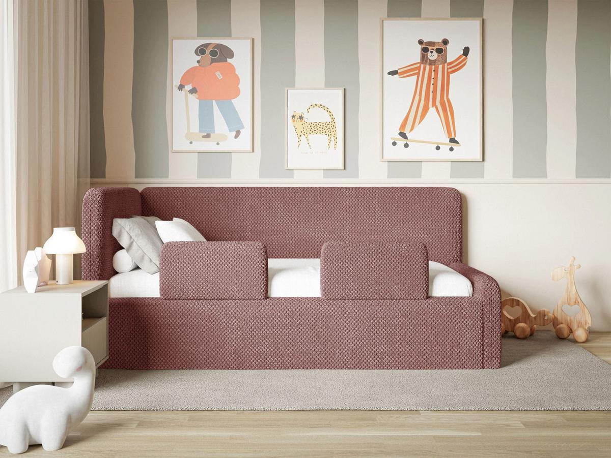 KINDERBETT Fanko Plüsch Rosa 90x200 cm - Pink/Schwarz, Kunststoff/Textil (90/200cm) - Selsey