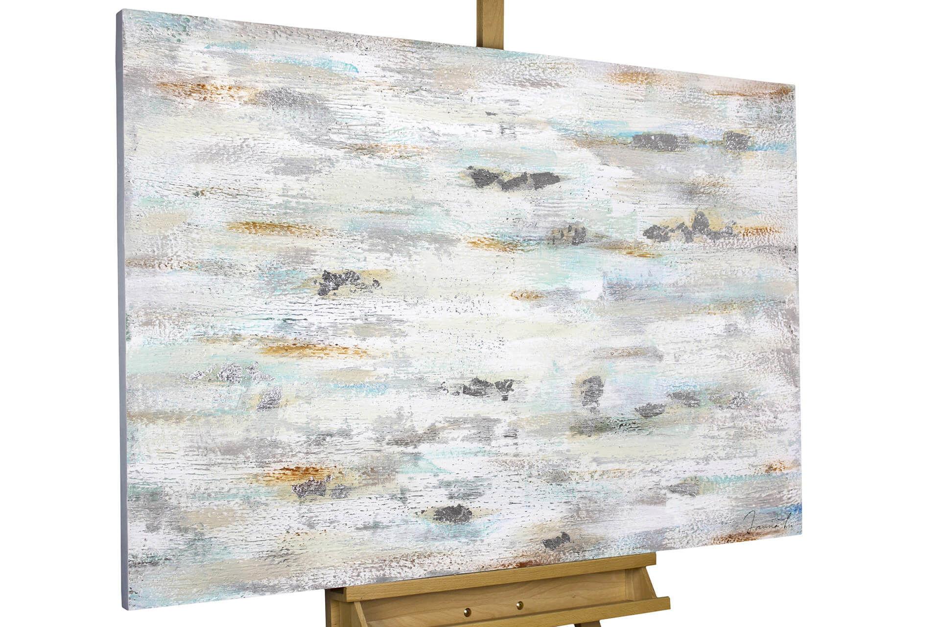 ACRYLBILD HANDGEMALT 120/80 cm - Silberfarben/Grau, Holz/Textil (120/80cm) - KUNSTLOFT