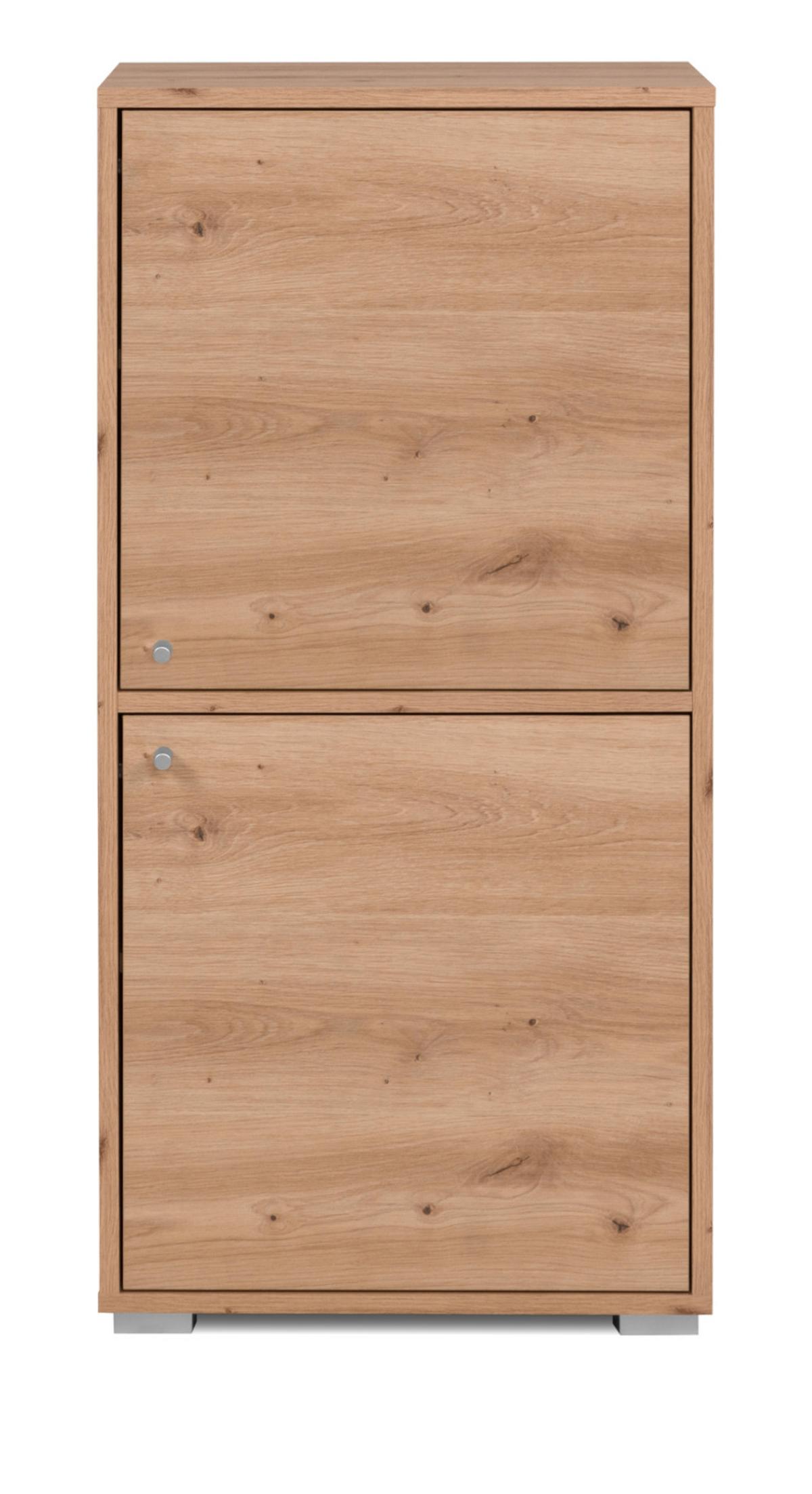 KOMMODE Eiche Artisan 46 x 97 cm, Anrichte mit wechselbarem Türanschlag - Silberfarben/Eiche Artisan, Holzwerkstoff/Kunststoff (46/96.5/33.5cm) - Furn.Design