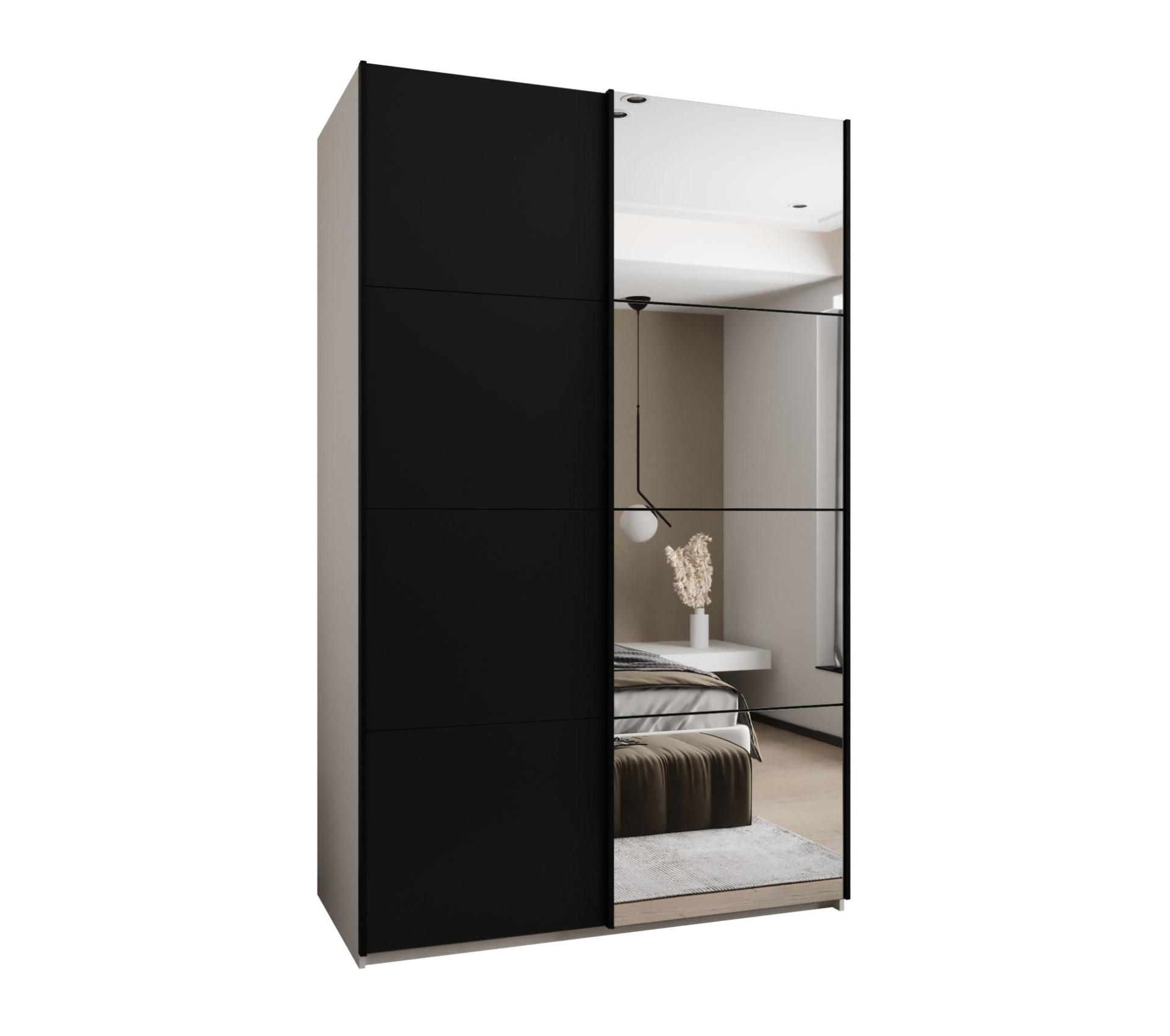 SCHWEBETÜRENSCHRANK 245,5/150/64 2-türig - Schwarz/Weiß, Holz/Metall (150/245/64cm) - Abiks Möbel