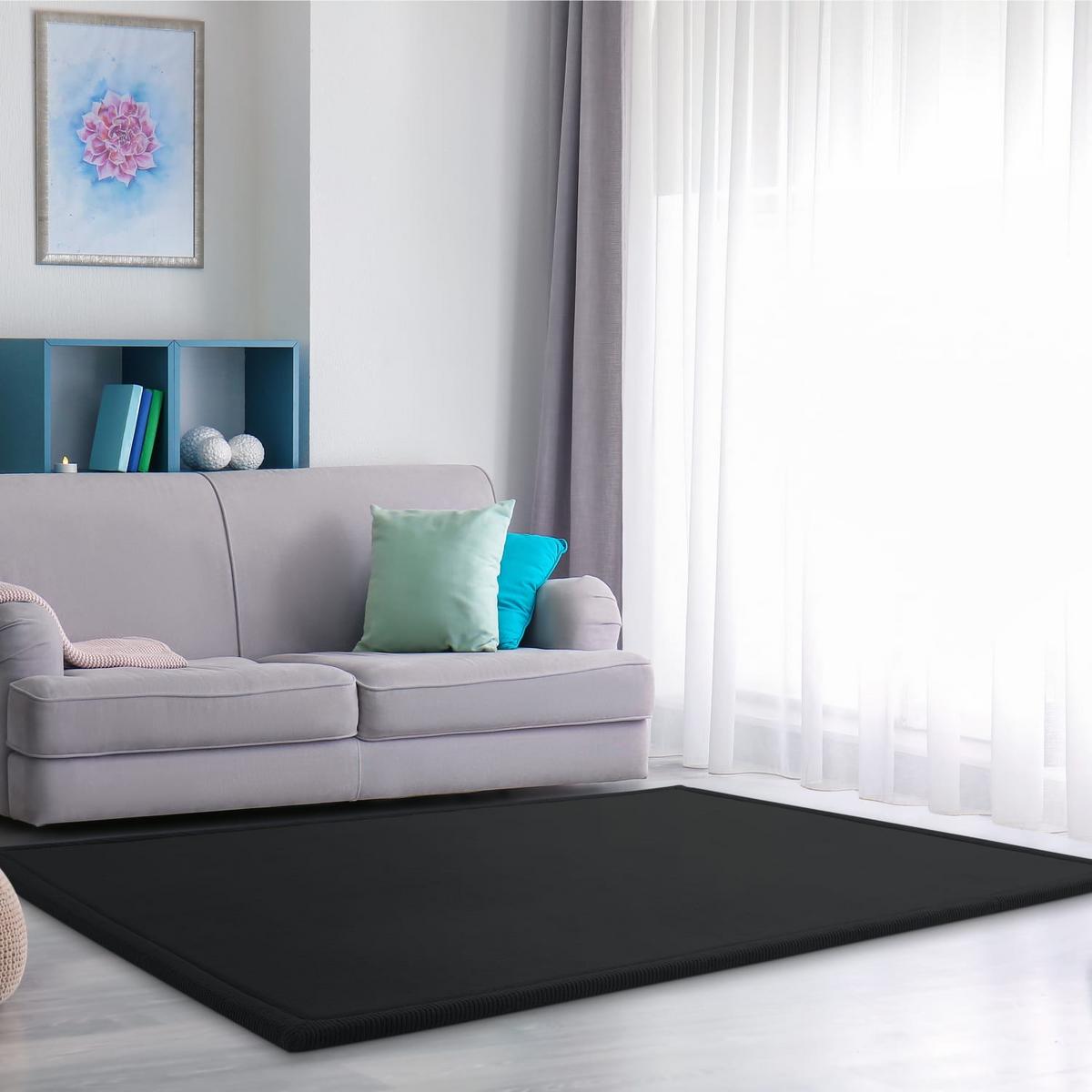 KURZFLORTEPPICH Waschbar, einfarbig, aus Polyester, Schwarz, 160 x 220 cm - Schwarz, Textil (220/160cm) - KADIMA DESIGN