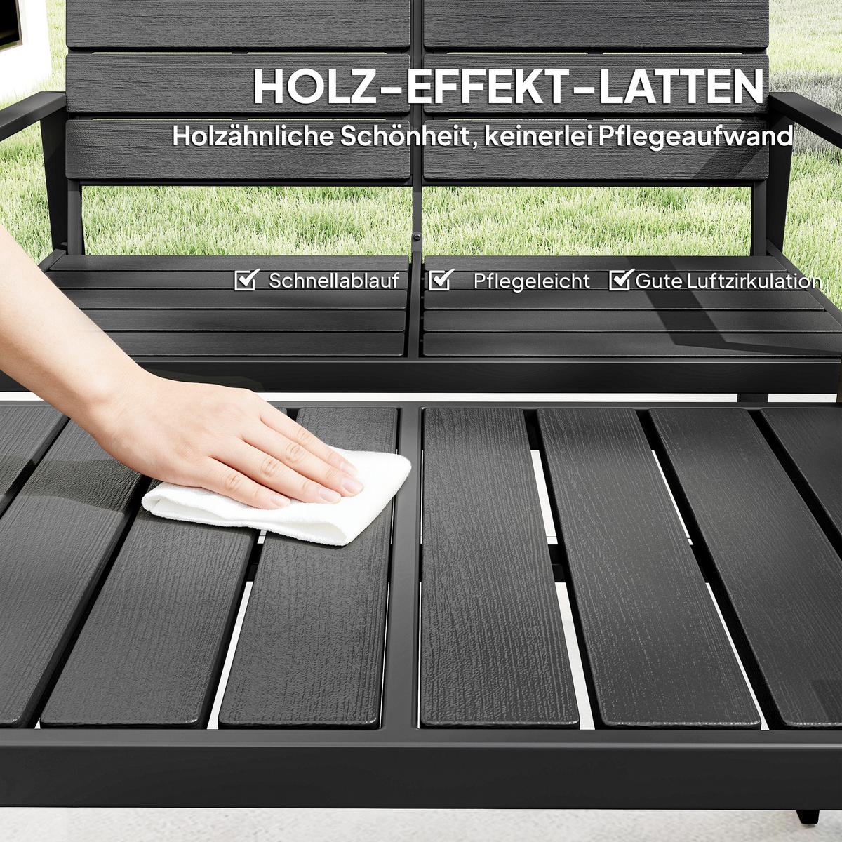 BALKONMÖBEL-SET 4er Set HDPE Metall Schwarz - Schwarz, Metall - Outsunny