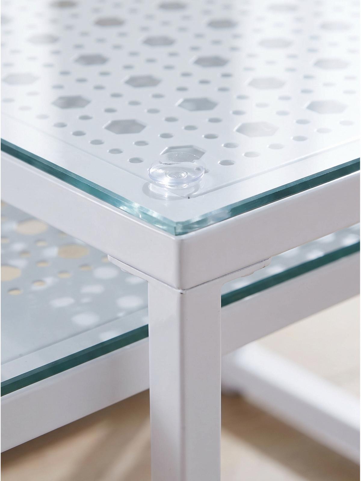 SOFATISCHE 2er-Set ALCUDIA, Einscheibensicherheitsglas, Weiß, 100 x 40 x 35 cm - Weiß, Glas/Metall (40/100/35cm) - KADIMA DESIGN