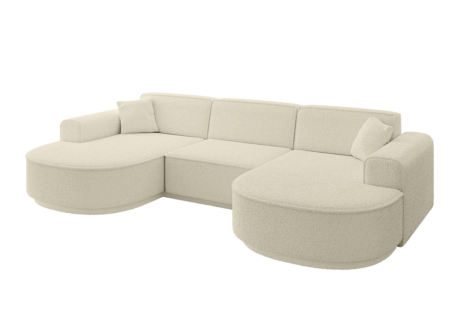 WOHNLANDSCHAFT MARI-U1-v3 - 303x171x83 cm Beige Bouclé - Beige/Schwarz, Holzwerkstoff/Kunststoff (303/83/171cm) - ALTDECOR