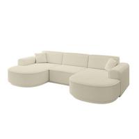 WOHNLANDSCHAFT MARI-U1-v3 - 303x171x83 cm Beige Bouclé - Beige/Schwarz, Holzwerkstoff/Kunststoff (303/83/171cm) - ALTDECOR