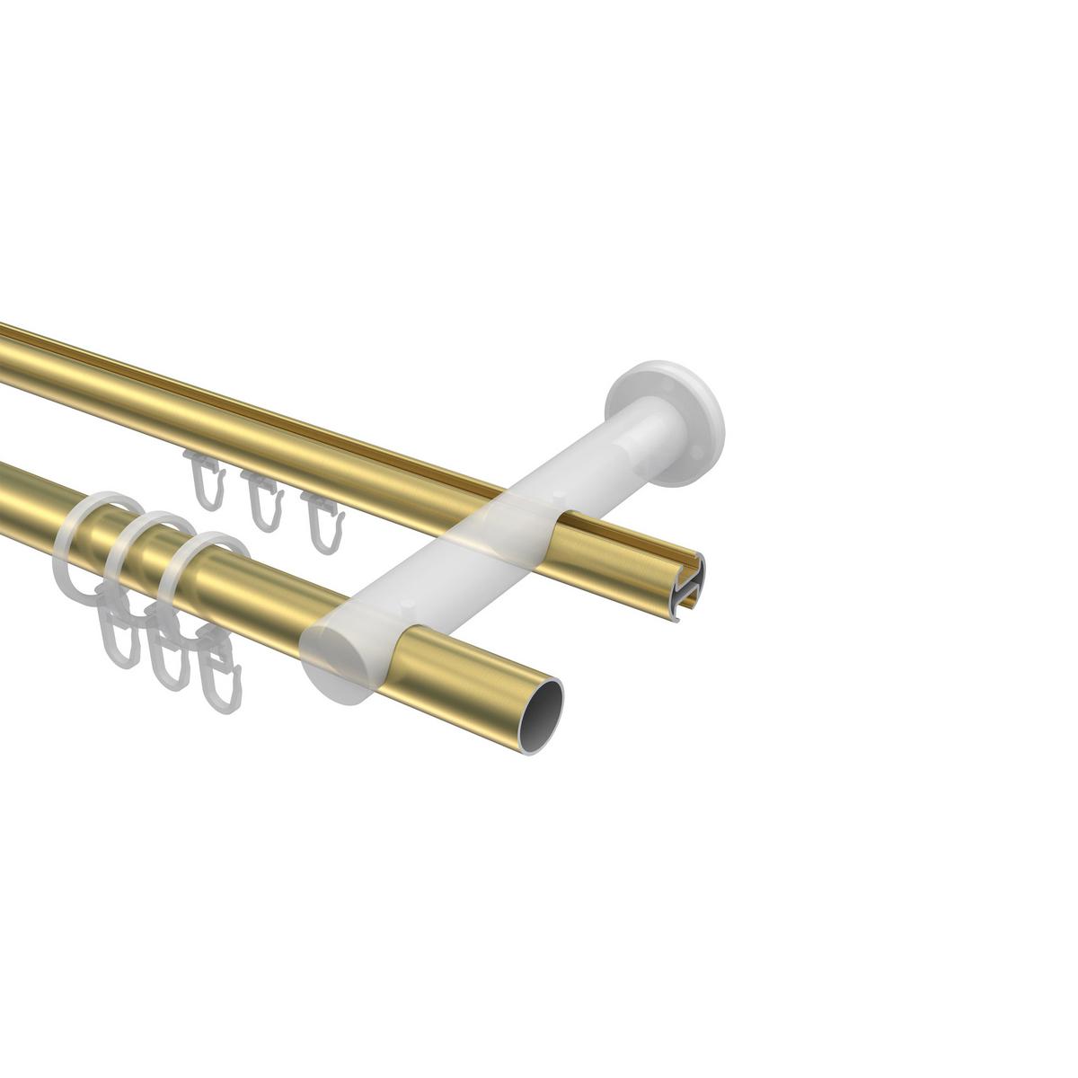 GARDINENSTANGE RUNDROHR-INNENLAUF Platon Savio 520 cm (geteilt in 4 x 130 cm), 2-läufig, 20 mm Ø Messing-Optik - Messingfarben, Metall (520cm) - INTERDECO