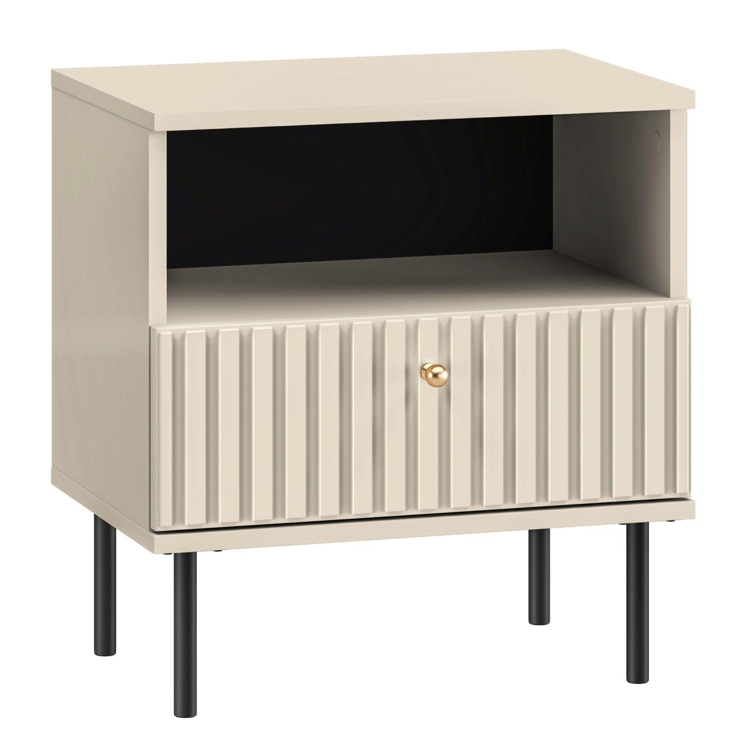 NACHTTISCH Caletto Beige 50 cm - Beige/Goldfarben, Holzwerkstoff/Metall (50/53/34cm) - Selsey