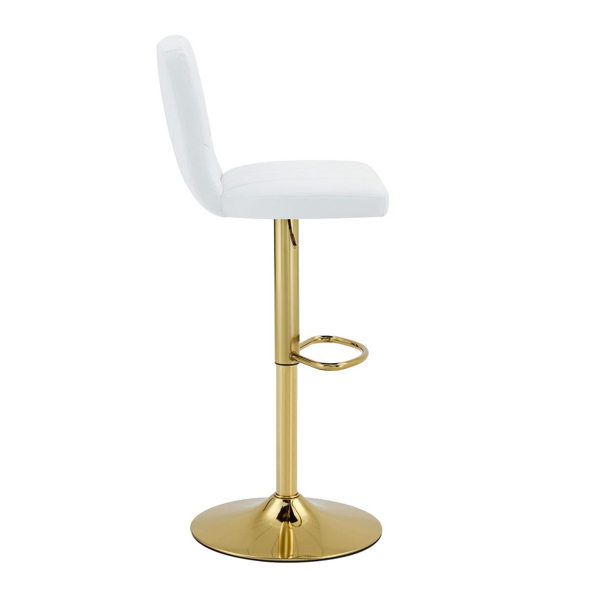 BARHOCKER 2ER-SET aus Kunstleder in Weiß und Gold, höhenverstellbar und 360° drehbar - Weiß, Leder (52/62/45cm) - Urban Meuble