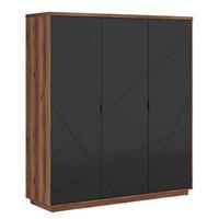 SCHRANK 3 Türen Sven Schwarz und Holz - Schwarz, Holzwerkstoff (180/200/56cm) - Petits-meubles