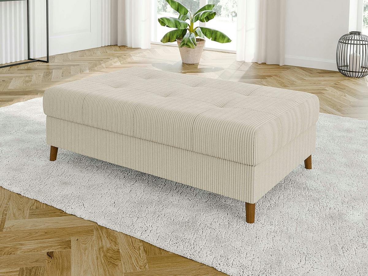WOHNLANDSCHAFT inkl. Hocker Alma Beige Cord - Beige/Braun, Holz/Textil (310/81/161cm) - S-Style Möbel