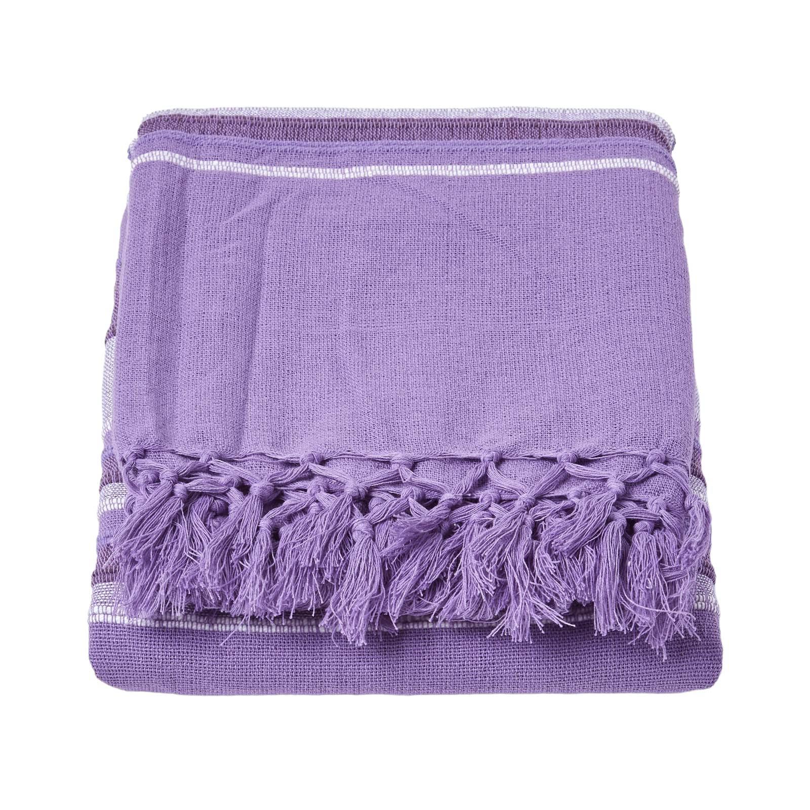 TAGESDECKE Morocco 255/360 cm, Baumwolle gestreift - Violett, Textil (255/360cm) - Homescapes