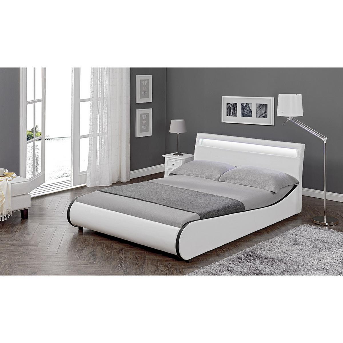 POLSTERBETT Valencia mit LED-Beleuchtung - Weiß, Textil (140/200cm) - Corium