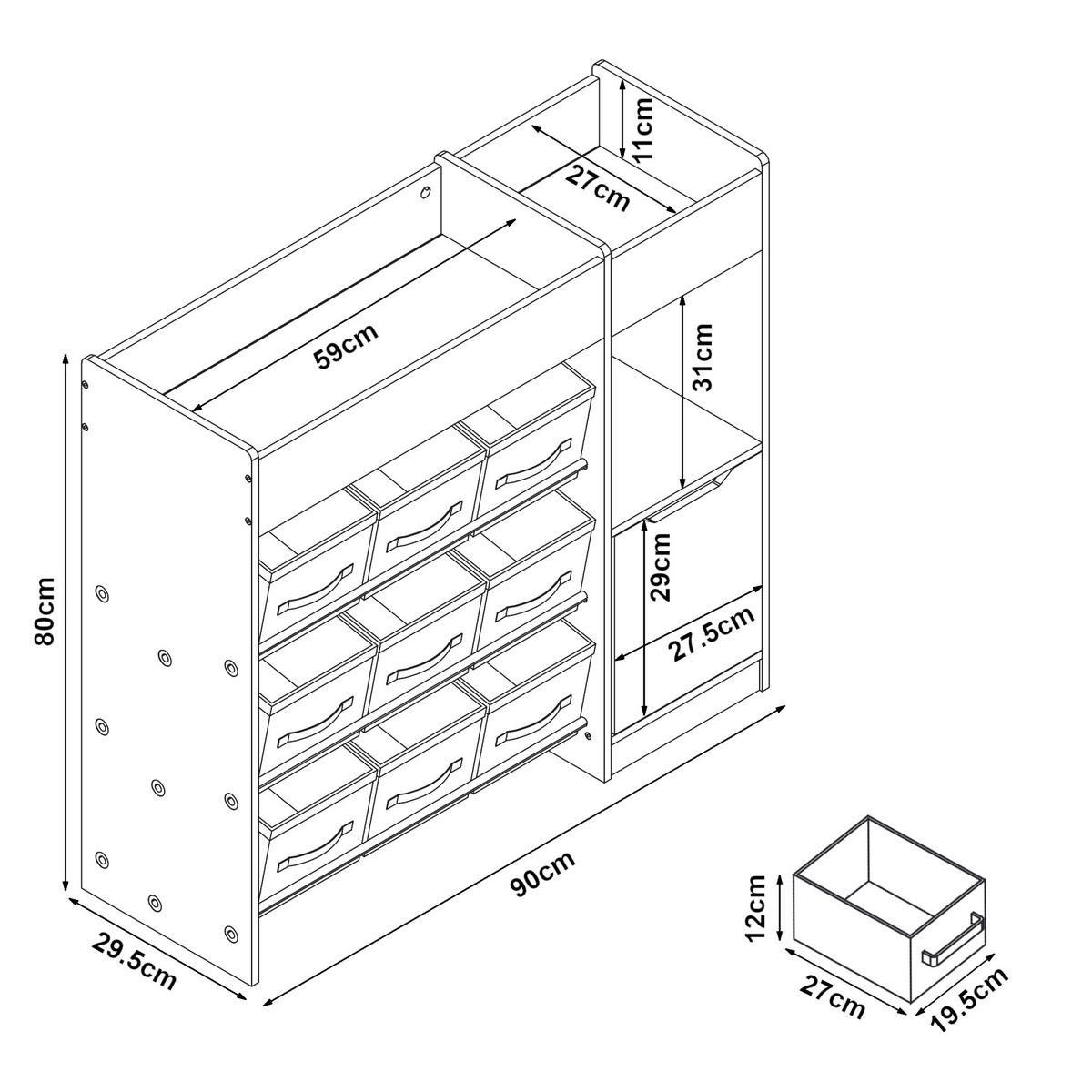 KINDERREGAL Søndreland - Gelb/Weiß, Holzwerkstoff (90/80/29.5cm) - [en.casa]