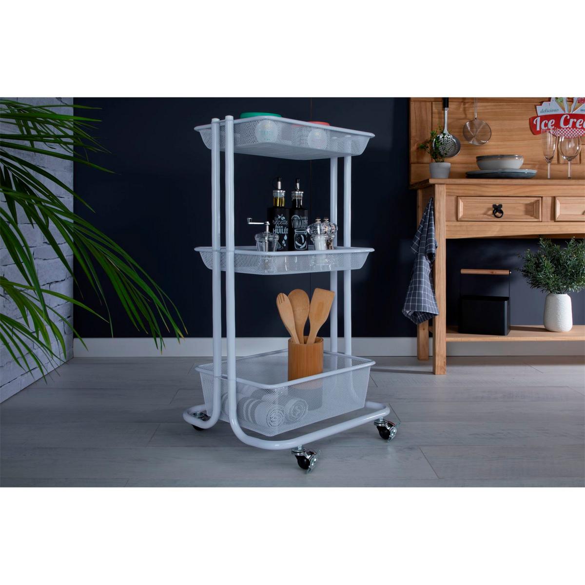 KÜCHENWAGEN VALIENTE weiß - Weiß, Metall (43/79/34cm) - IDIMEX