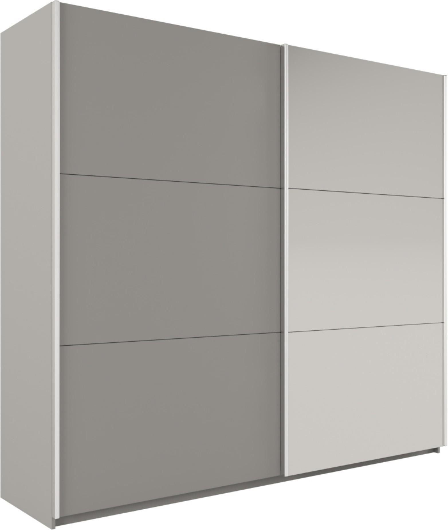SCHWEBETÜRENSCHRANK IVERN 225/215/65 cm 2-türig mit Spiegel Grau - Grau, Holzwerkstoff (225/215/65cm) - MASSENO