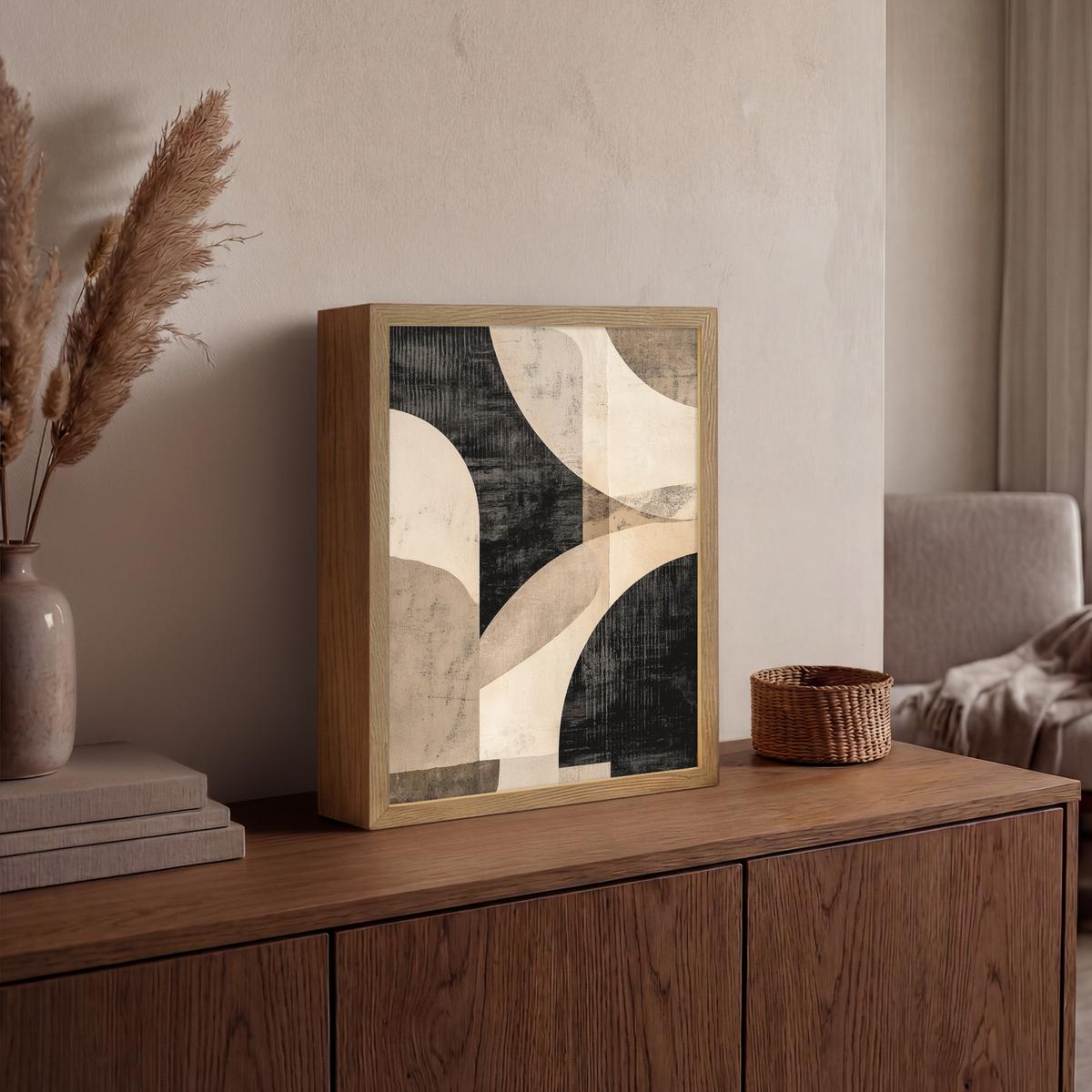 WANDLEUCHTE MIT AKKU Abstrakt - Formen - Modern - Beige 30x40 cm - Grau, Holzwerkstoff (30/40/8cm) - OnlyWow