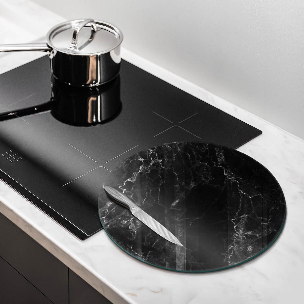 GLASPLATTE Ø 40 cm Eleganter Marmor - Wengefarben, Glas (40/40cm) - Wallfluent