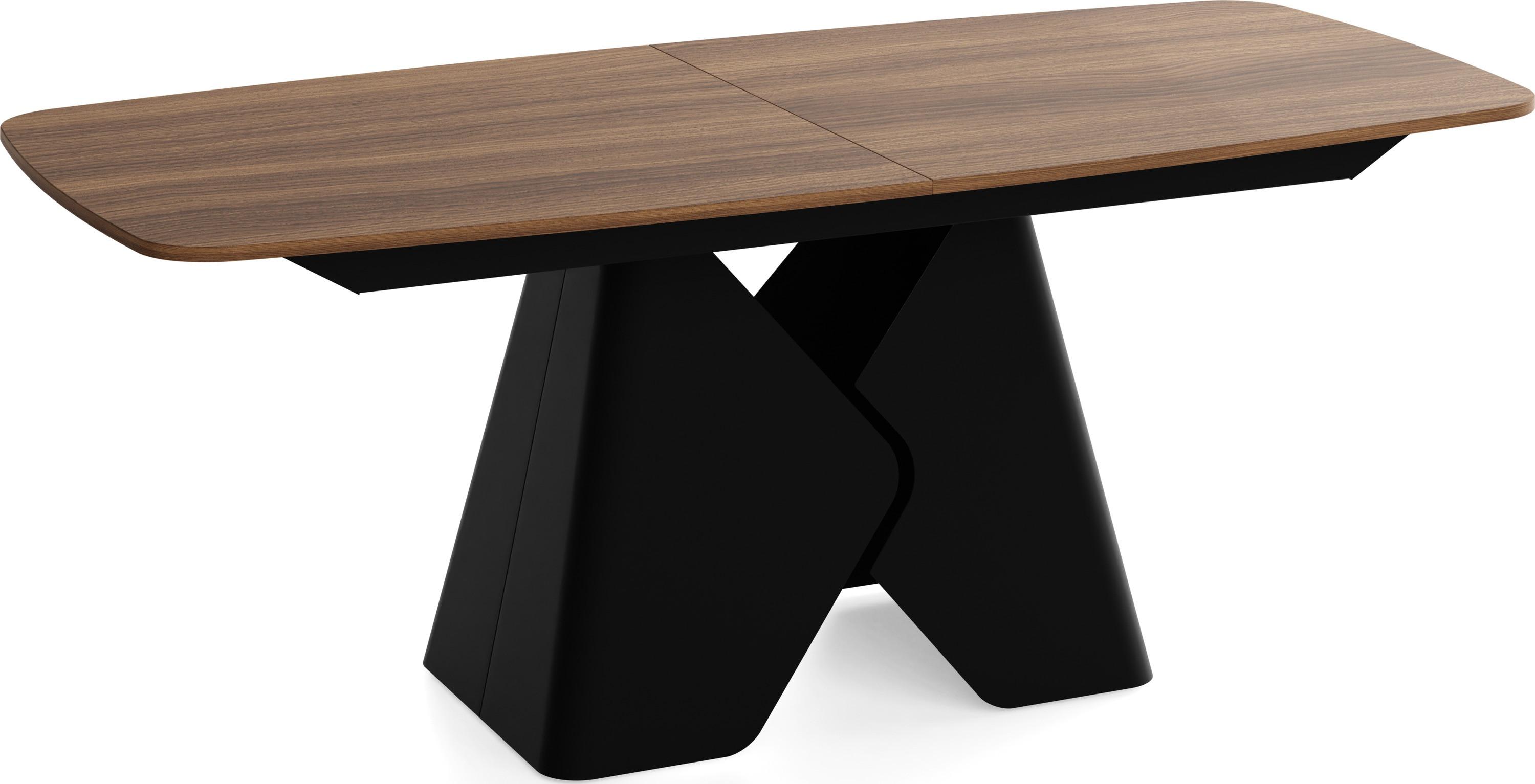ESSTISCH Vanta rechteckig ausziehbar verlängerbar mit Schwarzem Metallgestell, Nussbaum Braun 200-290/90/76 cm - Walnussfarben/Schwarz, Holzwerkstoff/Metall (90/290/76cm) - WFL GROUP