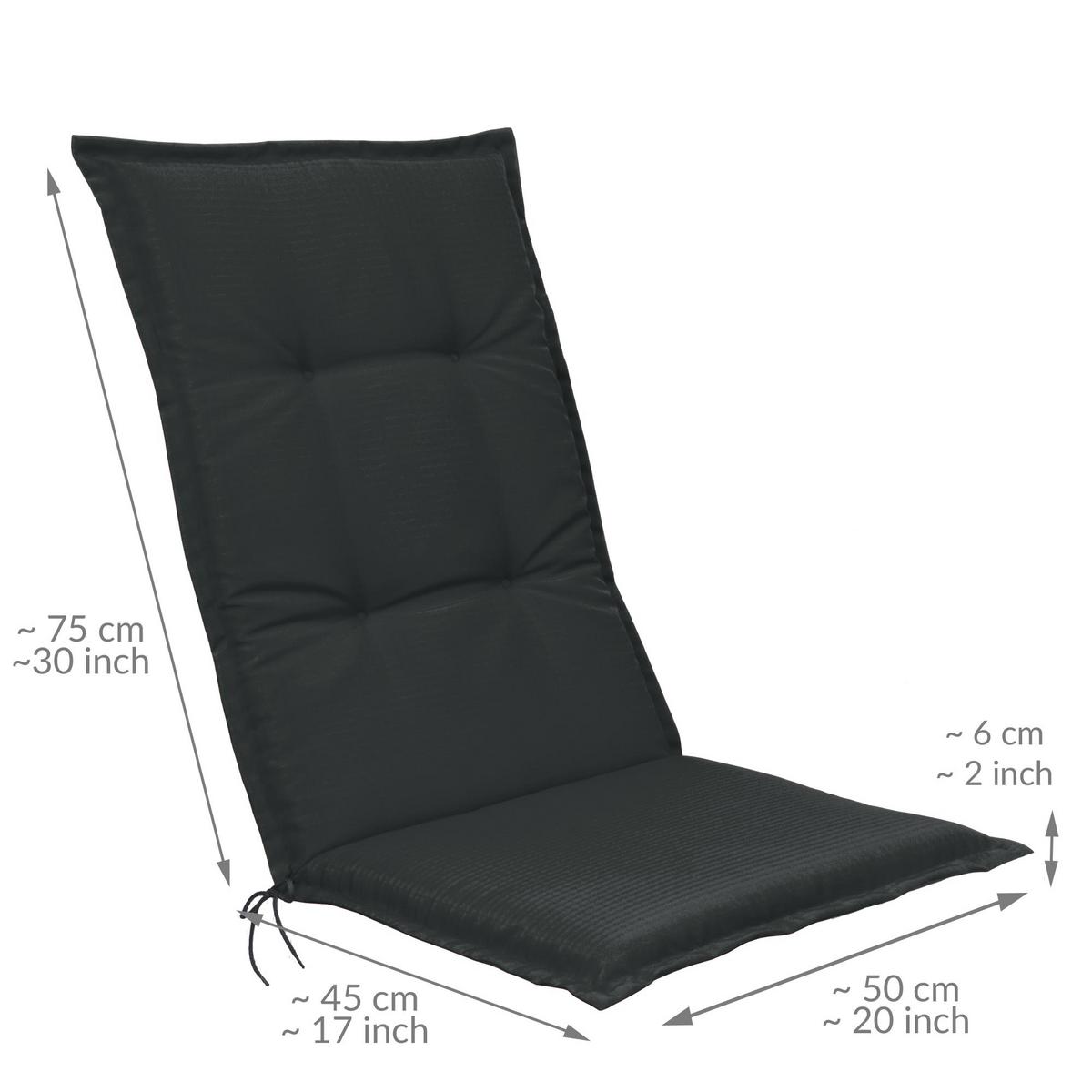 HOCHLEHNERAUFLAGE Base HL 120/50/6cm Graphitgrau - Graphitfarben, Textil (50/6/120cm) - Beautissu 