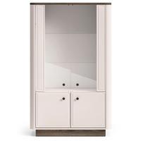 VITRINE Vilavio 4-türig Kaschmirgrau/Eichenoptik 92 cm - Taupe/Dunkelbraun, Holzwerkstoff (91.6/141.5/40cm) - Selsey