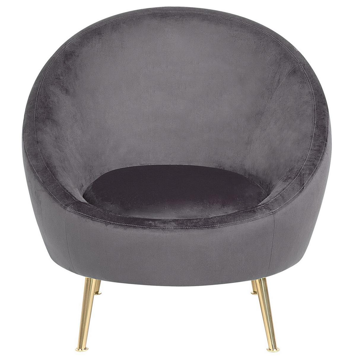 SESSEL Samtstoff grau Langa - Goldfarben/Grau, Textil (80/81/76cm) - Beliani