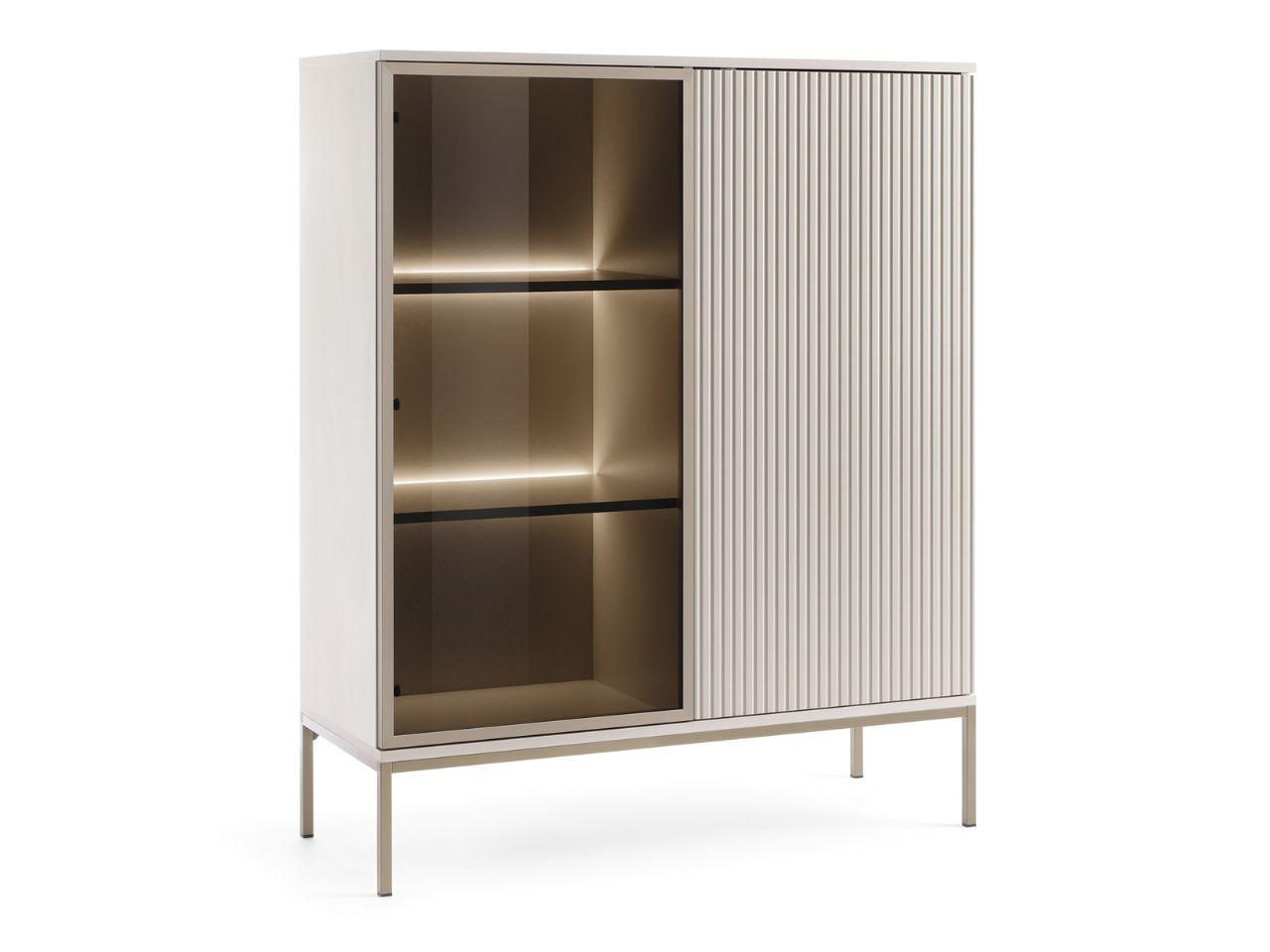 VITRINE Kaschmir 104/126/39 cm Deo - Kaschmir/Champagner, Glas/Naturmaterialien (104/126/39cm) - Graingold