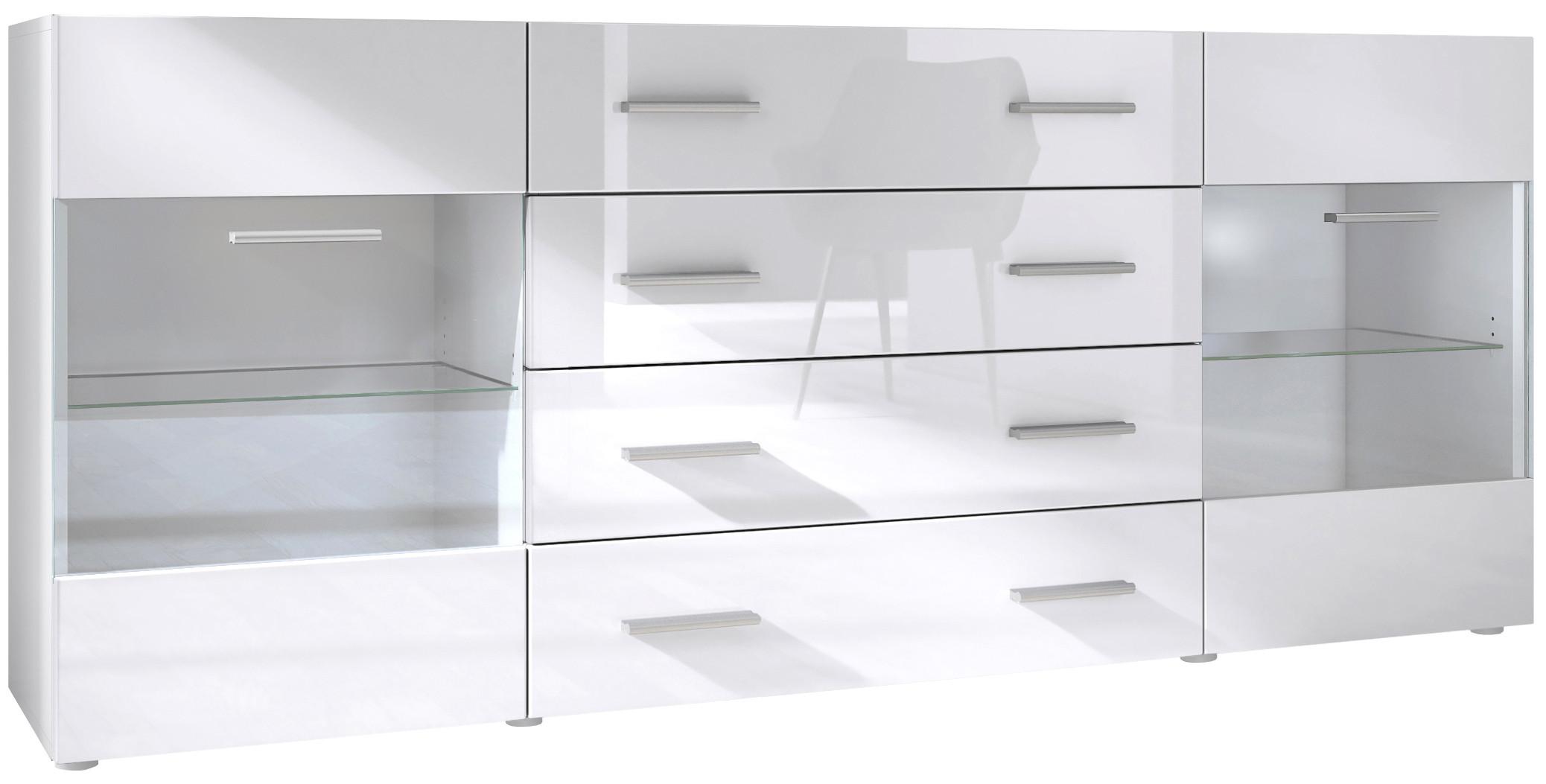 SIDEBOARD Carlos Weiß Hochglanz - Weiß Hochglanz, Holzwerkstoff (166/72/35cm) - Vladon