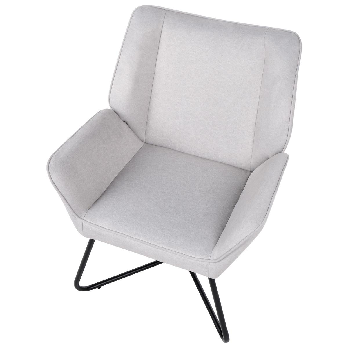 SESSEL Samtstoff Hellgrau Gressela - Hellgrau/Schwarz, Textil (67/87/67cm) - Beliani
