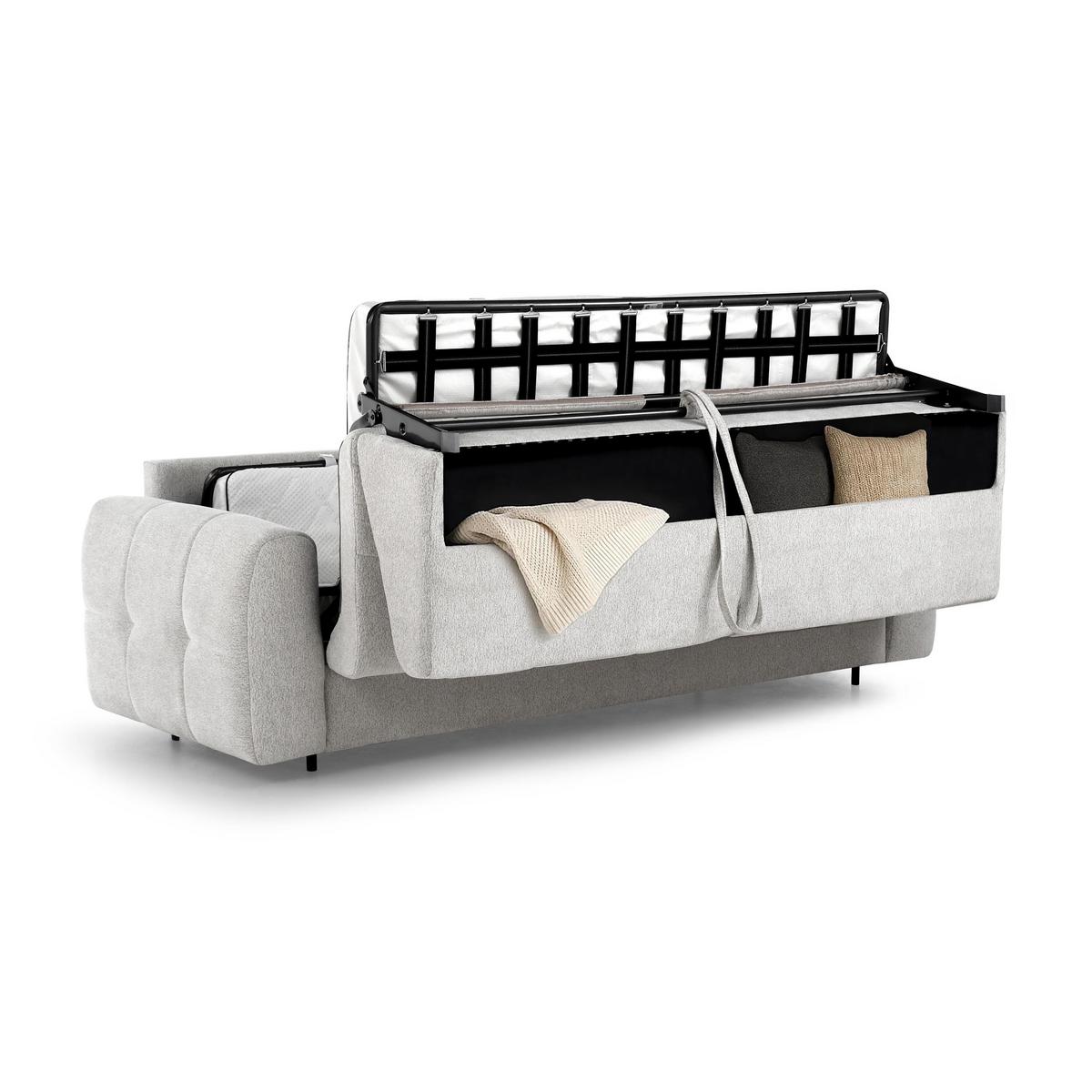 SCHLAFSOFA Pireus mit italienischem Gestell, 140x200, Beige - Beige/Schwarz, Textil (210/90/100cm) - Beautysofa