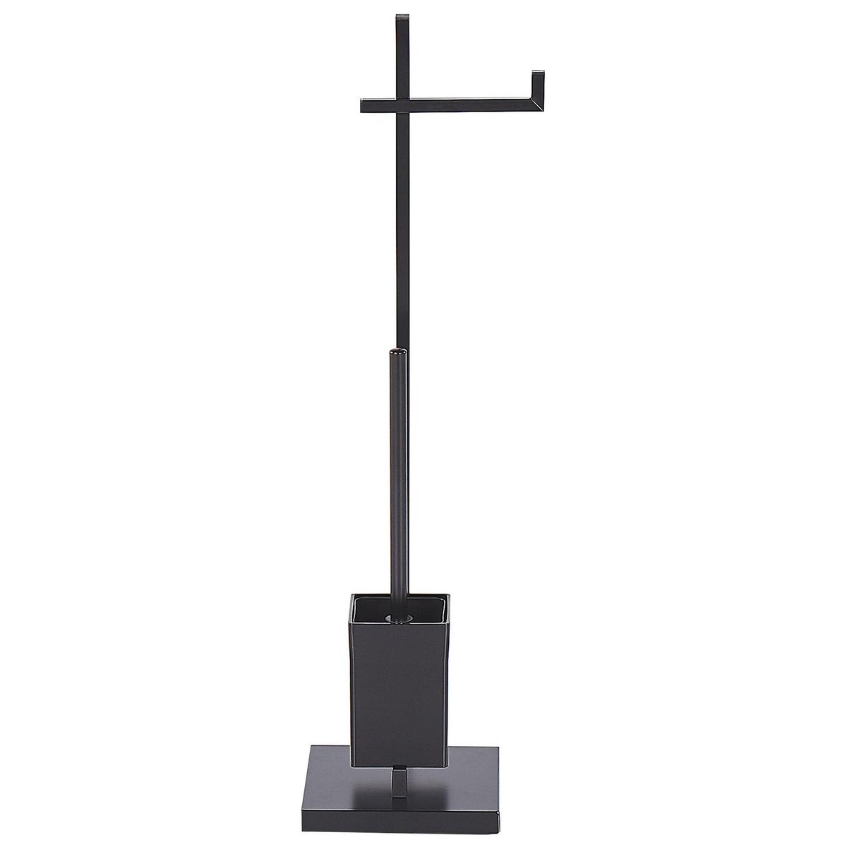 TOILETTENPAPIERHALTER mit Bürste Metall Schwarz Ulapes - Schwarz, Metall (18/70/18cm) - Beliani