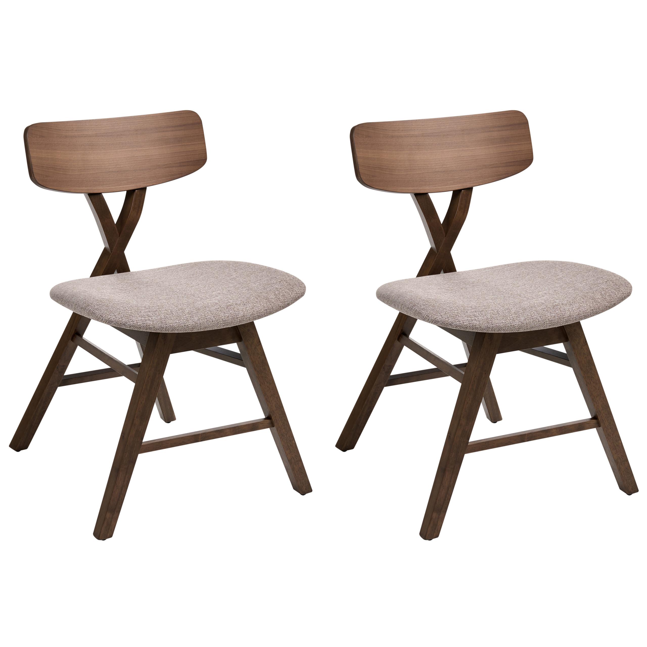 ESSZIMMERSTUHL 2er-Set Holz Braun/Taupe Leland - Taupe, Holz (52/78/57cm) - Beliani