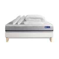 BETT Actimemo soft Memory-Schaum 160 x 200 cm h2 - Kit Bettgestell Weiß - Mit Kissen und Bettdecke - Beige/Weiß, Karton/Holz (160/200cm) - ACTISOM