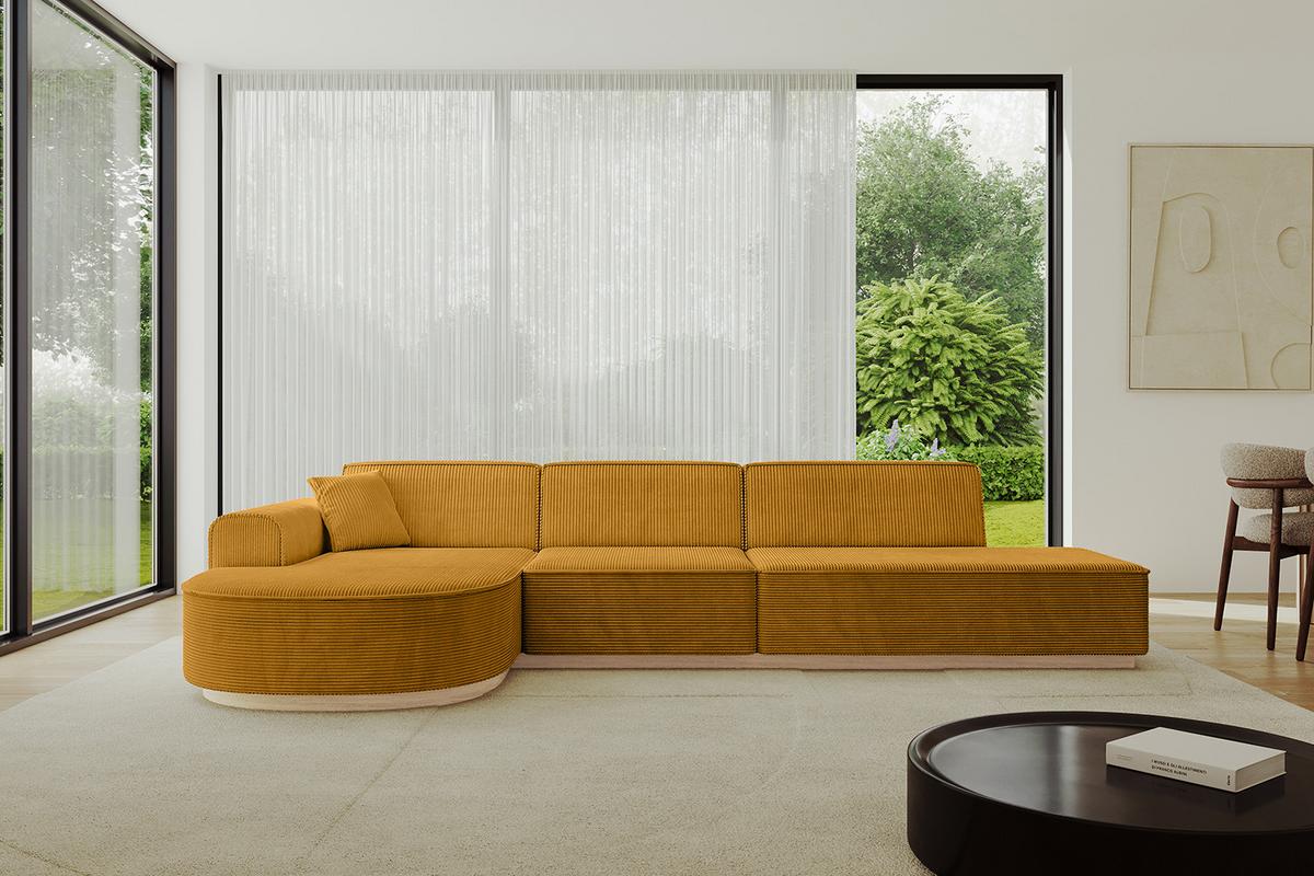 ECKSOFA Ottomane Links ARRIO-L2 - 328x171x83 cm Senfgelb - Currygelb/Gelb, Holzwerkstoff/Textil (328/171cm) - ALTDECOR