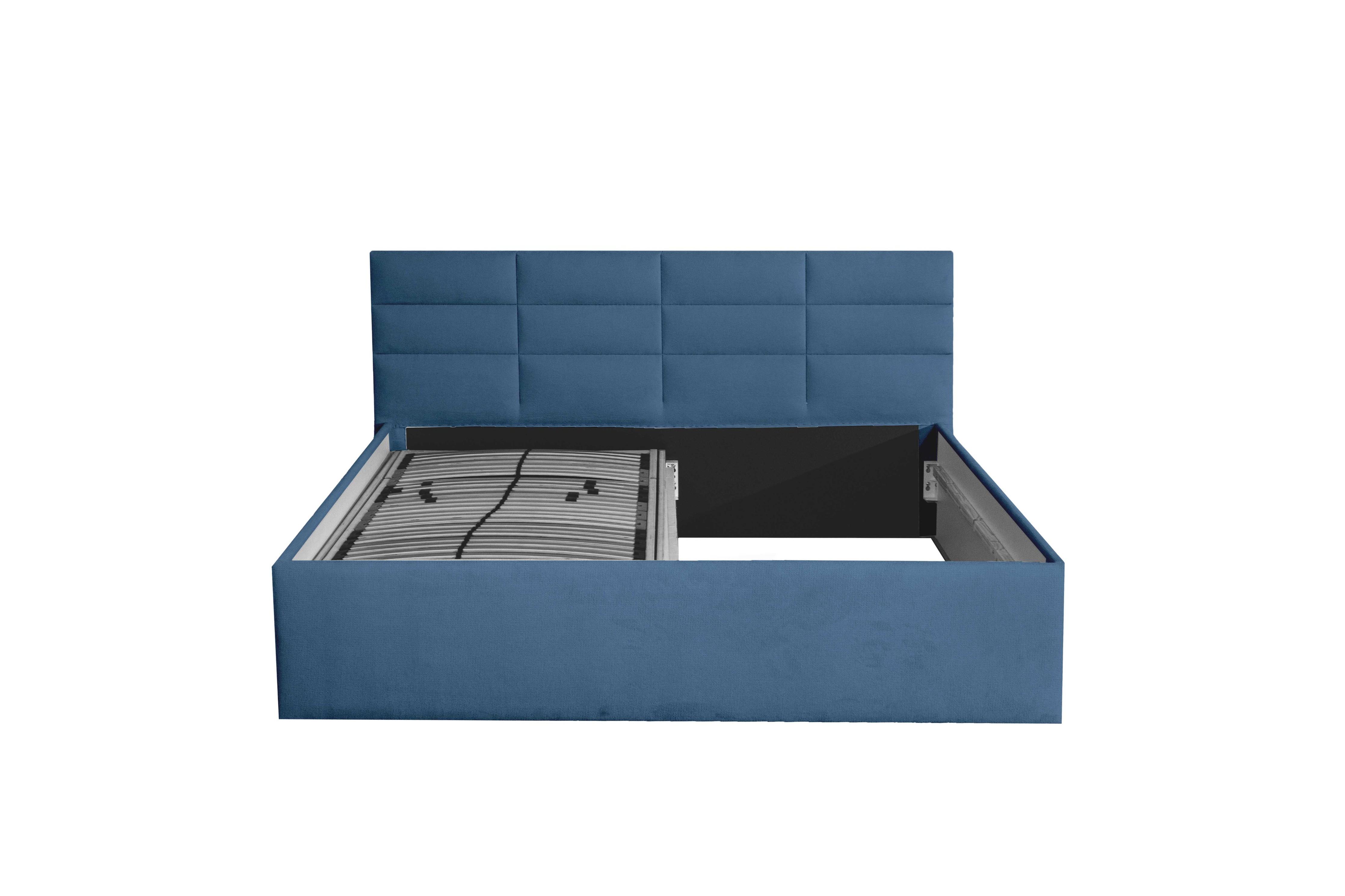 POLSTERBETT Athena Blau 180 x 200 x 32 cm Stauraum ohne hydraulische Funktion Ohne Matratze und Lattenrost - Blau, Holz (180/200cm) - Halmon Schlafkomfort Betten 