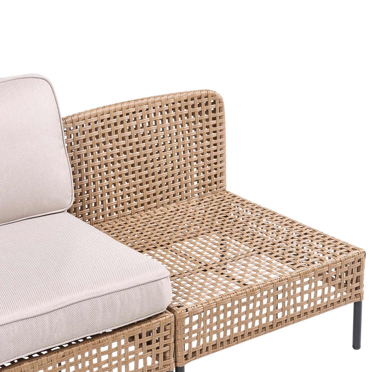 GARTENSOFA 2-Sitzer ohne Armlehnen Polyrattan Hellbeige Omegana - Beige/Schwarz, Kunststoff (130/80/68cm) - Beliani