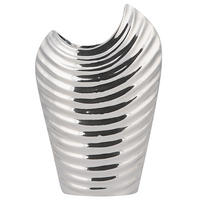 DEKOVASE Steinzeug silber Ecetra - Silberfarben, Stein (26cm) - Beliani