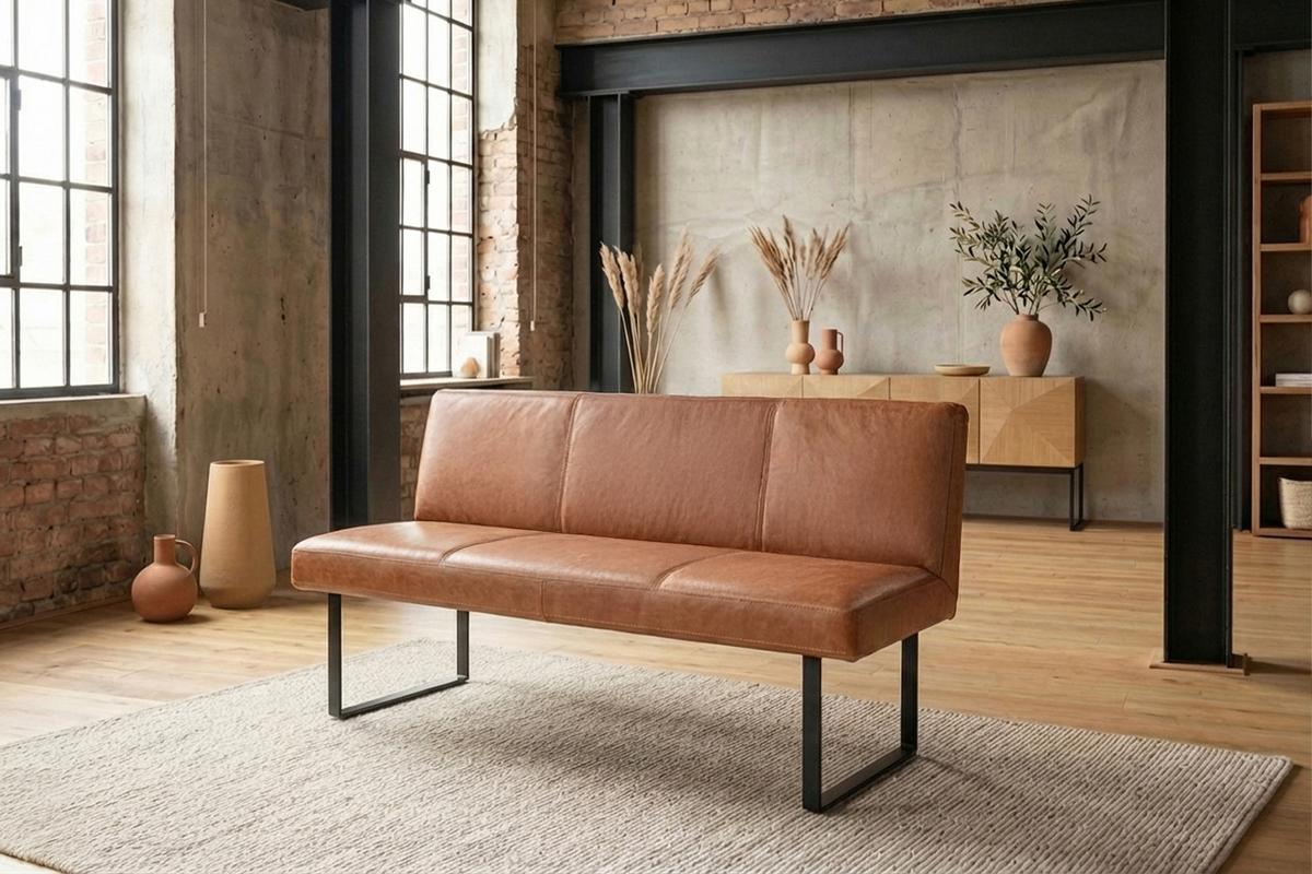 ESSZIMMERBANK ELEEN Braun Leder - Braun, Leder (143/85/69cm) - KAWOLA