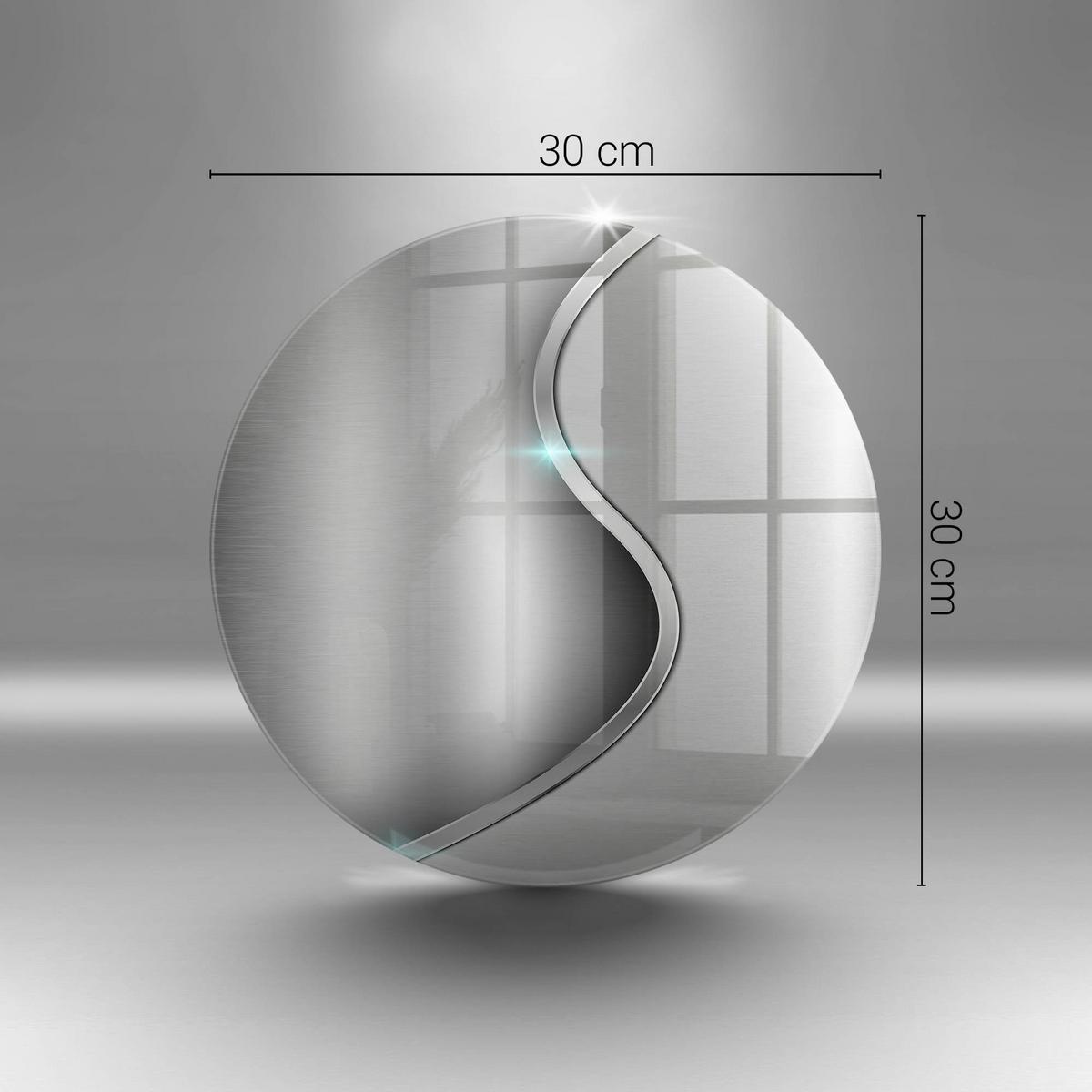 GLASPLATTE Ø 30 cm Silber Metall Abstraktion - Silberfarben, Glas (30/30cm) - Wallfluent