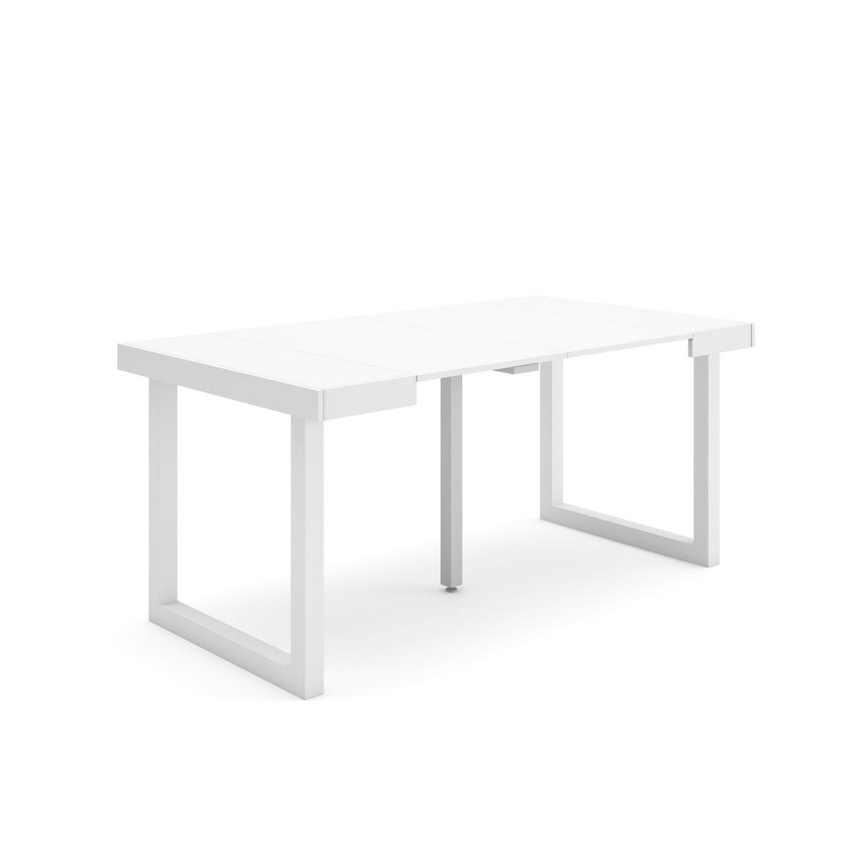 KONSOLENTISCH ausziehbar 58 bis 160cm, für 8 Gäste, weiß, 90/58/73cm - Weiß, Holzwerkstoff (90/160/73cm) - Skraut Home