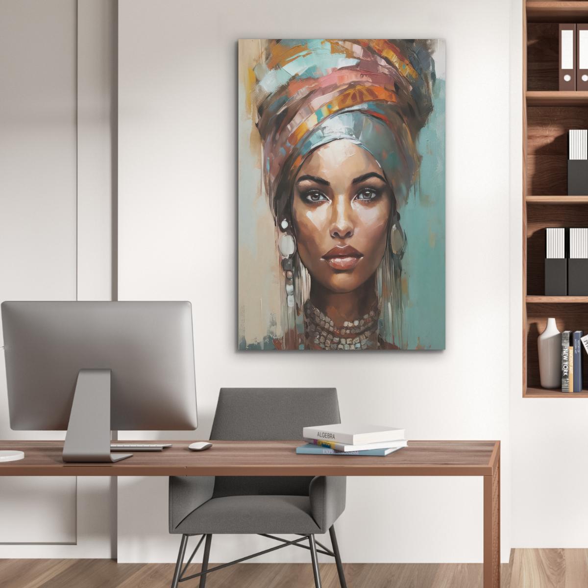 AKUSTIKBILD Frau - Kunst - Schmuck - Porträt Wanddeko 70x100 cm - Blaugrau, Kunststoff (70/100/0.9cm) - MuchoWow