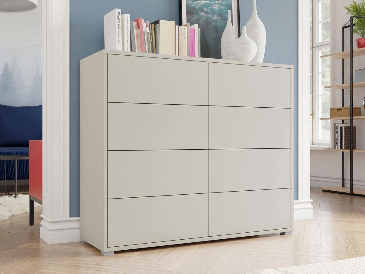 KOMMODE Gesita K8SZ - Kaschmir/Silberfarben, Holzwerkstoff/Kunststoff (120/93/41cm) - MIRJAN24