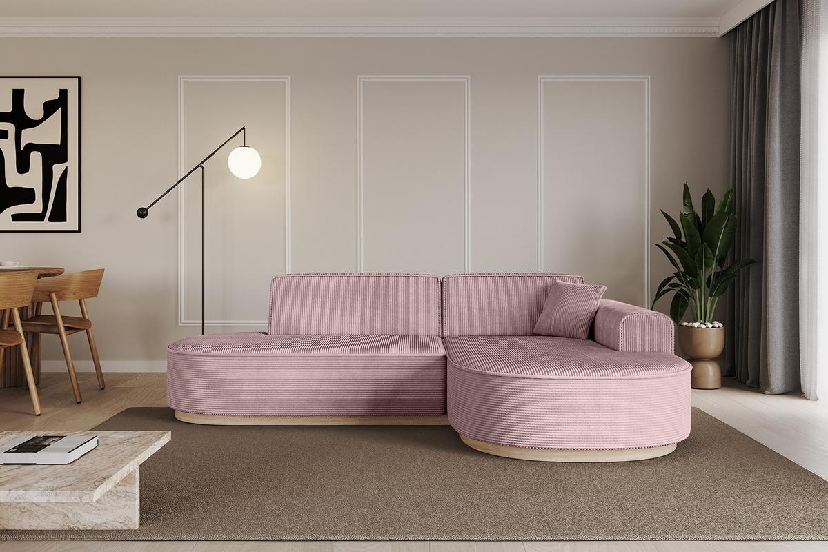 ECKSOFA Ottomane Rechts MARI-L1-v1 - 243x171x83 cm Rosa Cord - Rosa, Holzwerkstoff/Textil (171/243cm) - ALTDECOR
