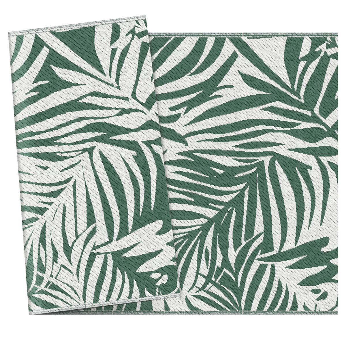 OUTDOOR Teppich Wendbares Wetterfest Outdoorteppich Carpet mit Blätter-Muster - Dunkelgrün, Kunststoff (243/152cm) - Outsunny