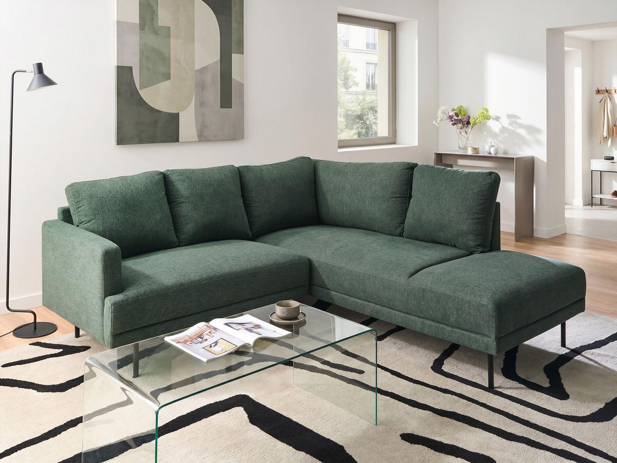 ECKSOFA Stoff Dunkelgrün linksseitig Breda - Dunkelgrün, Textil (210/200cm) - Beliani