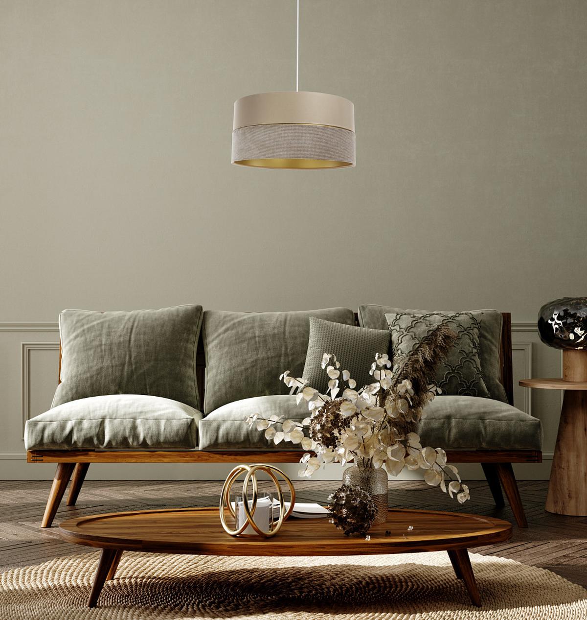 HÄNGELEUCHTE Gold 40/20 cm - Beige/Goldfarben, Kunststoff (40/0.6/20cm) - ONZENO
