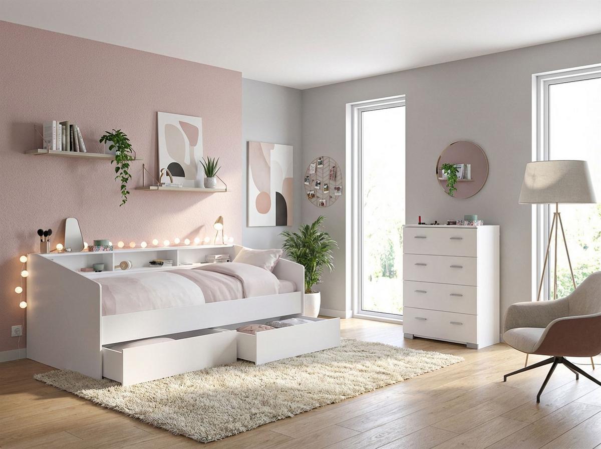 KINDERZIMMER SET Parisot Sleep 3-tlg. Holzdekor Weiß/Eiche - Eichefarben/Weiß, Kunststoff (100/1/200cm) - 58aufmkessel