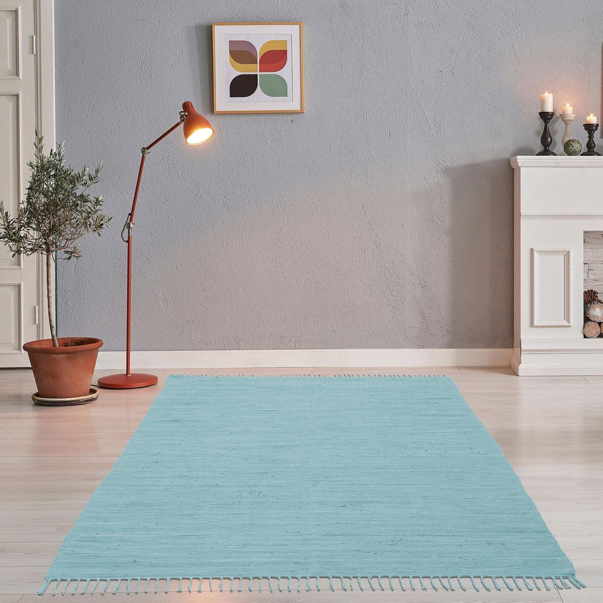 FLECKERLTEPPICH Chindi 40x60 cm - Hellblau, Textil (40/60cm) - Rug and Roll