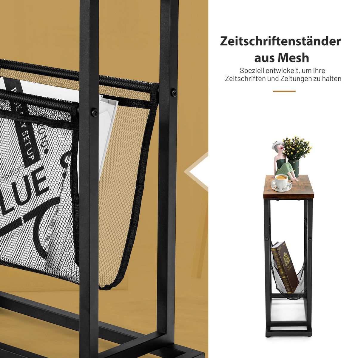 BEISTELLTISCH 55cm Schwarz - Schwarz, Metall (18/48/55cm) - COSTWAY