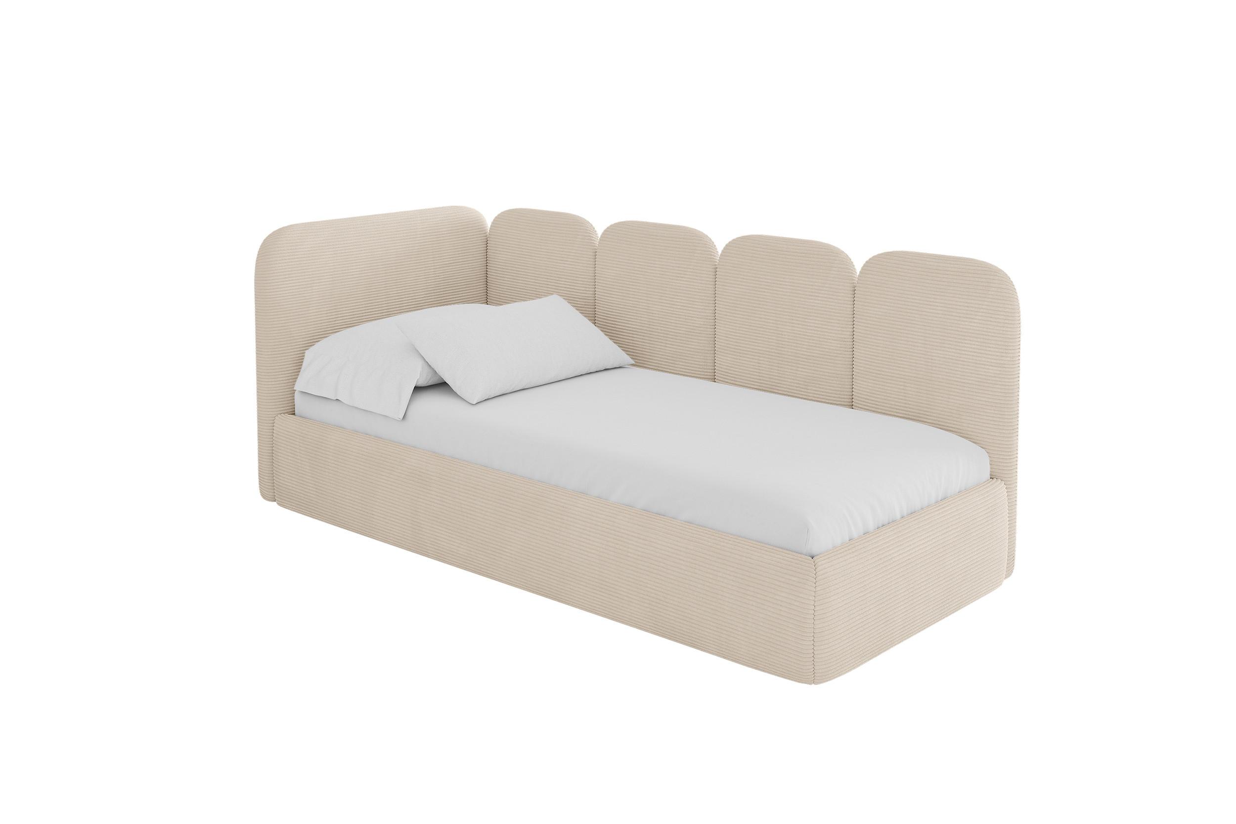 EINZELLBETT Jugendbett mit Bettkasten, Rechts - VELY 100x200 Beige - Kaschmir, Holzwerkstoff/Textil (100/200cm) - ALTDECOR