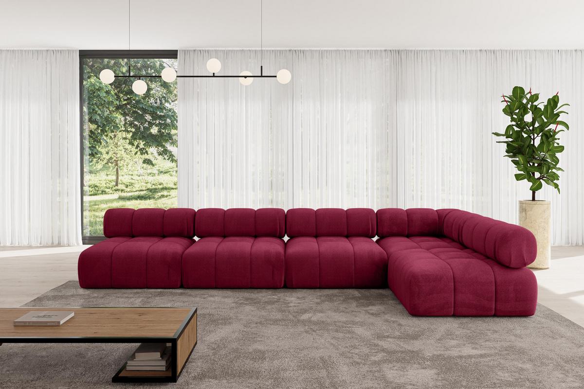 ECKSOFA modulares Sofa Samaro-L3 - 380x190x70 cm Bordeauxrot Velours - Bordeaux, Holzwerkstoff/Textil (380/190cm) - ALTDECOR